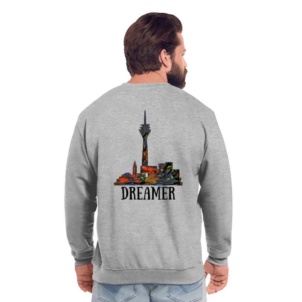 Unisex Pulli Düsseldorferskyline Backprint - Weißgrau meliert
