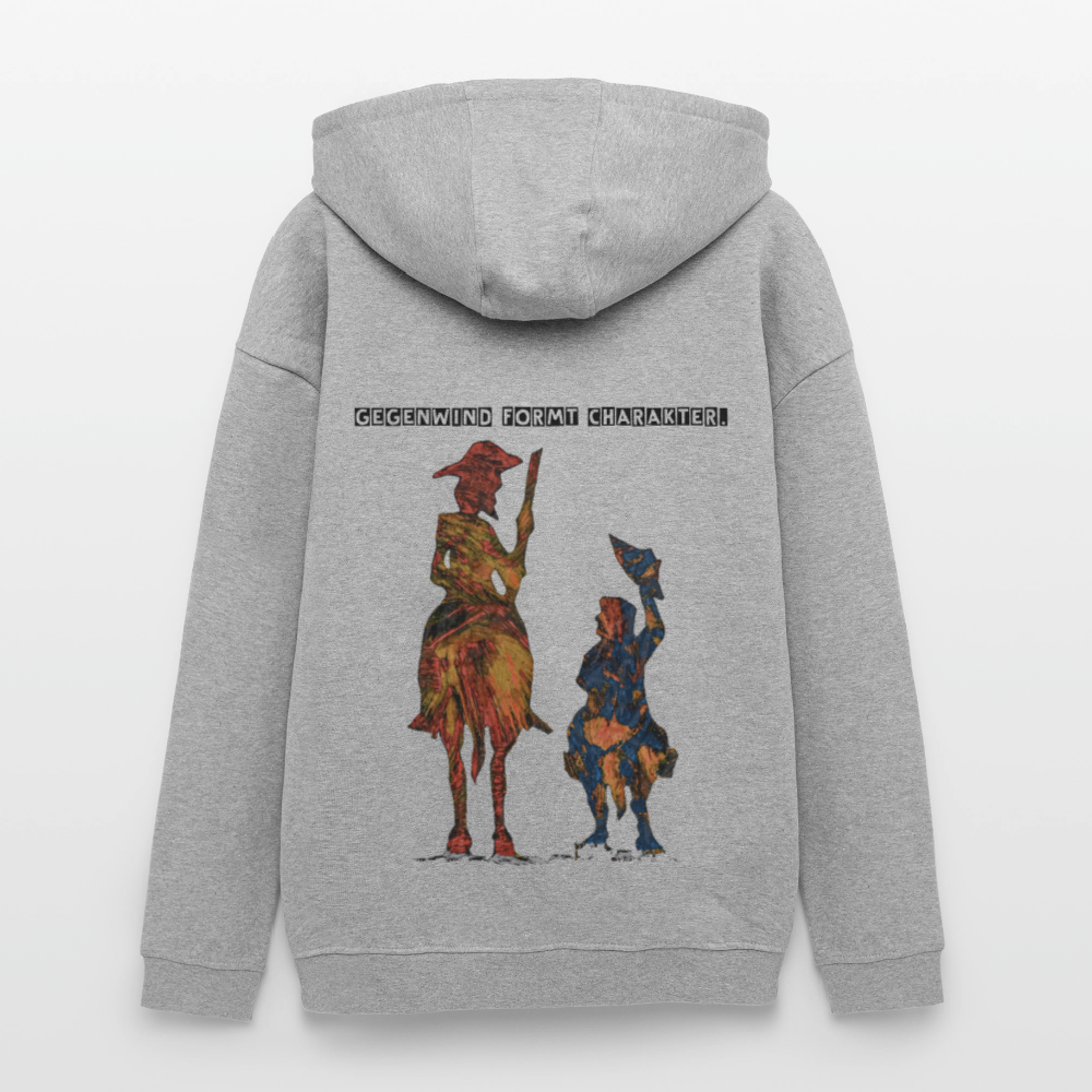 Oversized Unisex Hoodie Don Quixote Backprint - Grau meliert