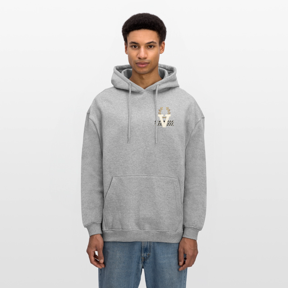 Oversized Unisex Hoodie Düsseldorfer Skyline Backprint - Grau meliert