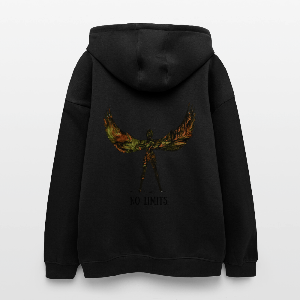 Oversized Unisex Hoodie Angel Backprint - Schwarz