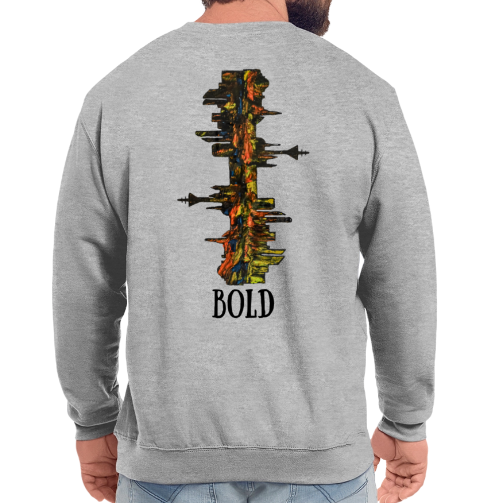 Unisex Pulli Düsseldorfer Skyline Backprint - Weißgrau meliert