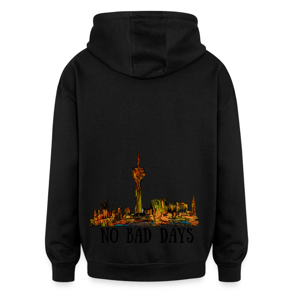 Oversized Unisex Hoodie Düsseldorfer Skyline Backprint - Schwarz