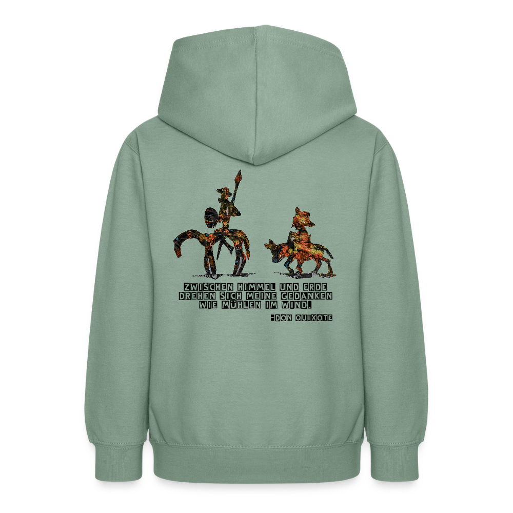Teenager Hoodie Don Quixote Backprint - Graugrün