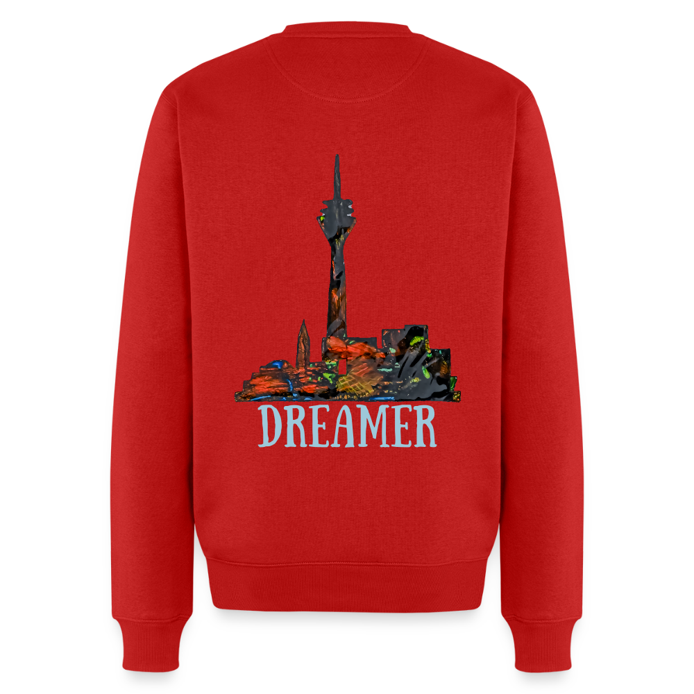 Männer Pulli Düsseldorferskyline Backprint - Rot