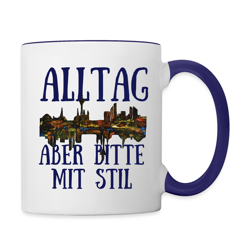 Tasse - Weiß/Kobaltblau