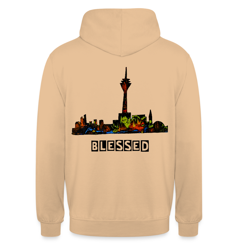 Unisex Hoodie Düsseldorfer Skyline Backprint - Pfirsich