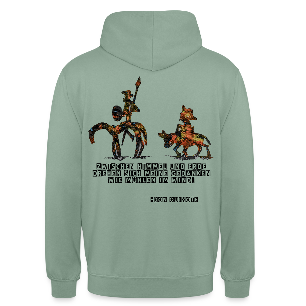 Unisex Hoodie Don Quixote Backprint - Graugrün