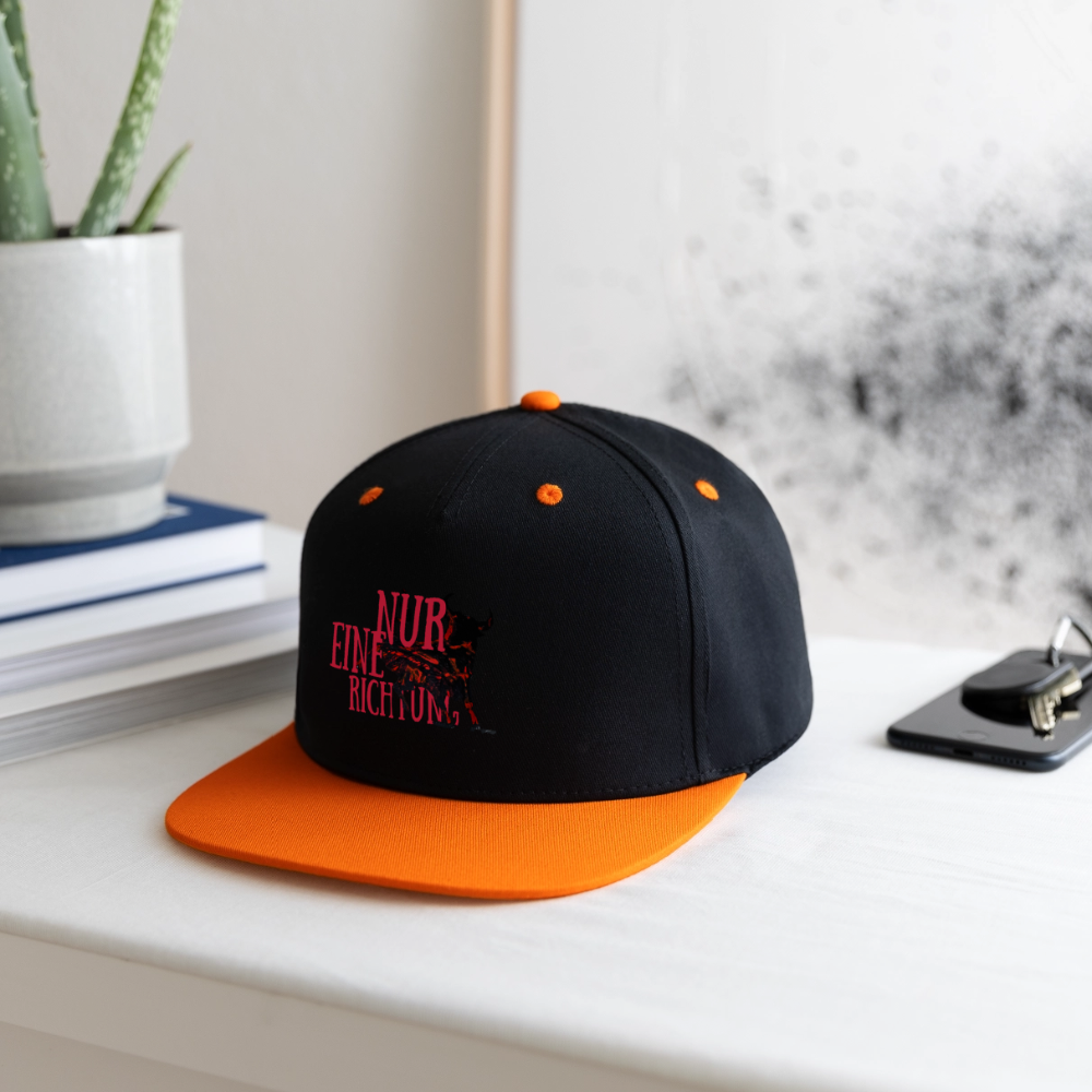 Kontrast Snapback Cap - Schwarz/Neonorange