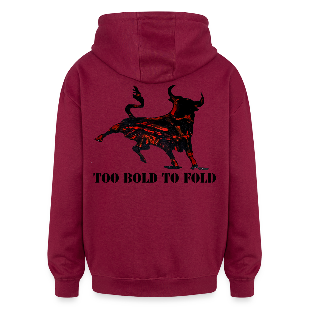 Oversized Unisex Hoodie Torro Backprint - Burgunderrot