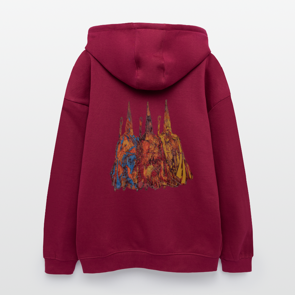 Oversized Unisex Hoodie Nazzarener Backprint - Burgunderrot
