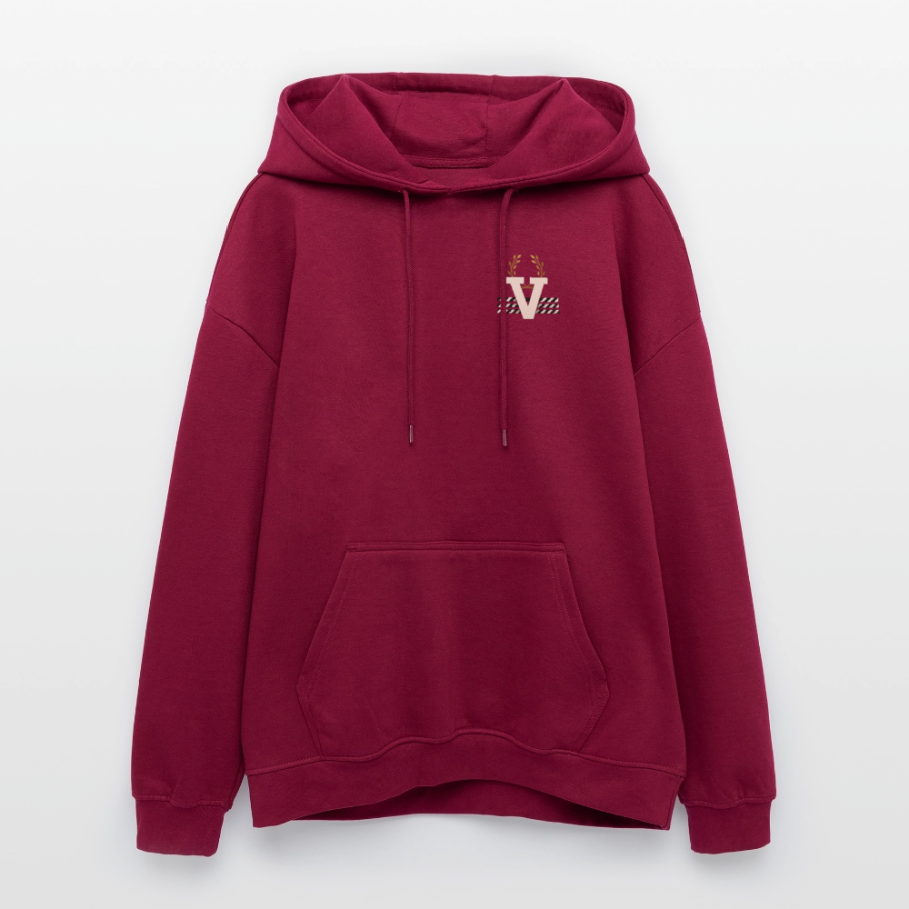 Oversized Unisex Hoodie Düsseldorferskyline Backprint - Burgunderrot