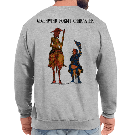 Unisex Pulli Don Quixote Backprint - Weißgrau meliert