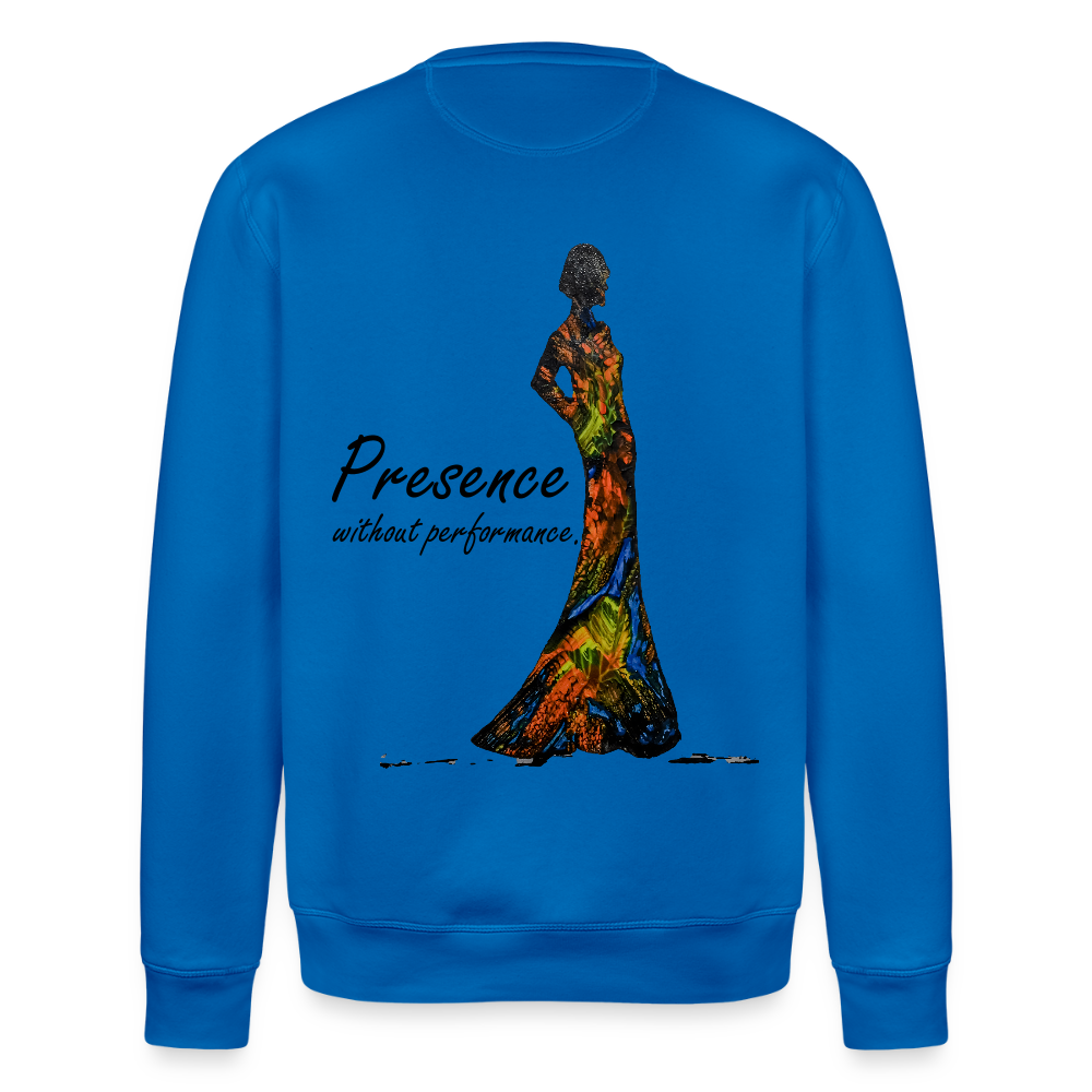 Unisex Bio Pullover Presence Backprint - Königsblau