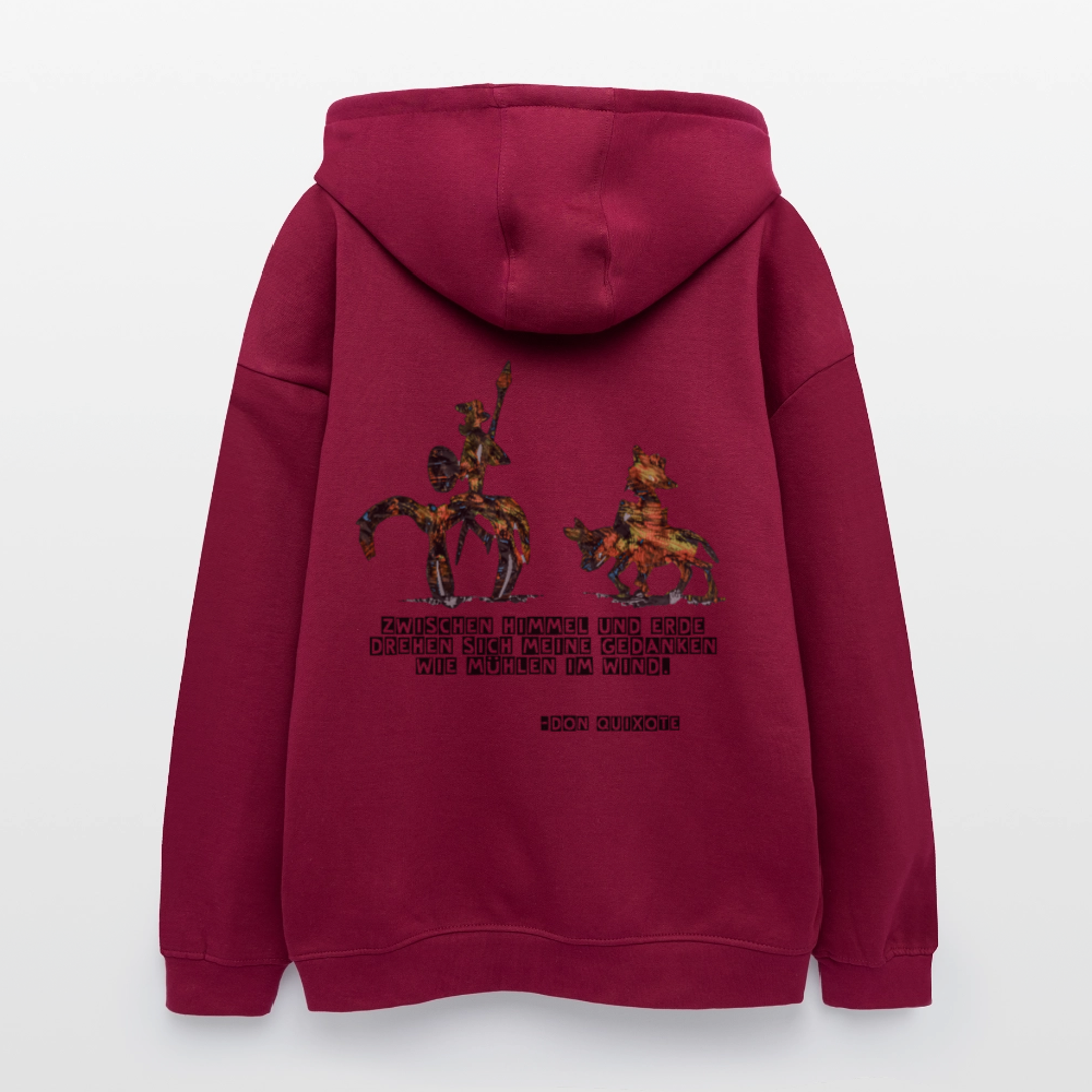 Oversized Unisex Hoodie Don Quixote Backprint - Burgunderrot
