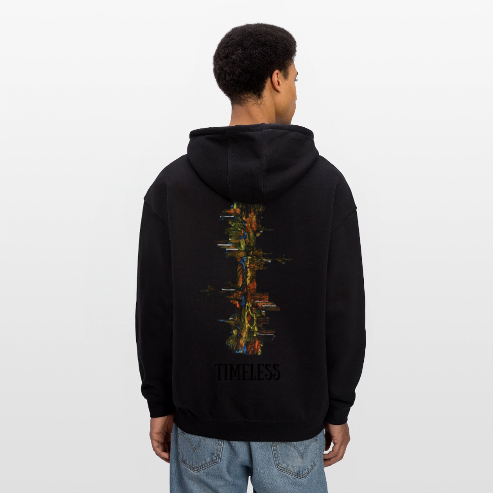 Oversized Unisex Hoodie Düsseldorfer Skyline Backprint - Schwarz