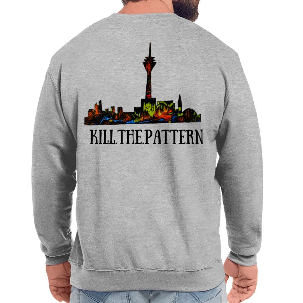 Unisex Pulli Düsseldorfer Skyline Backprint - Weißgrau meliert