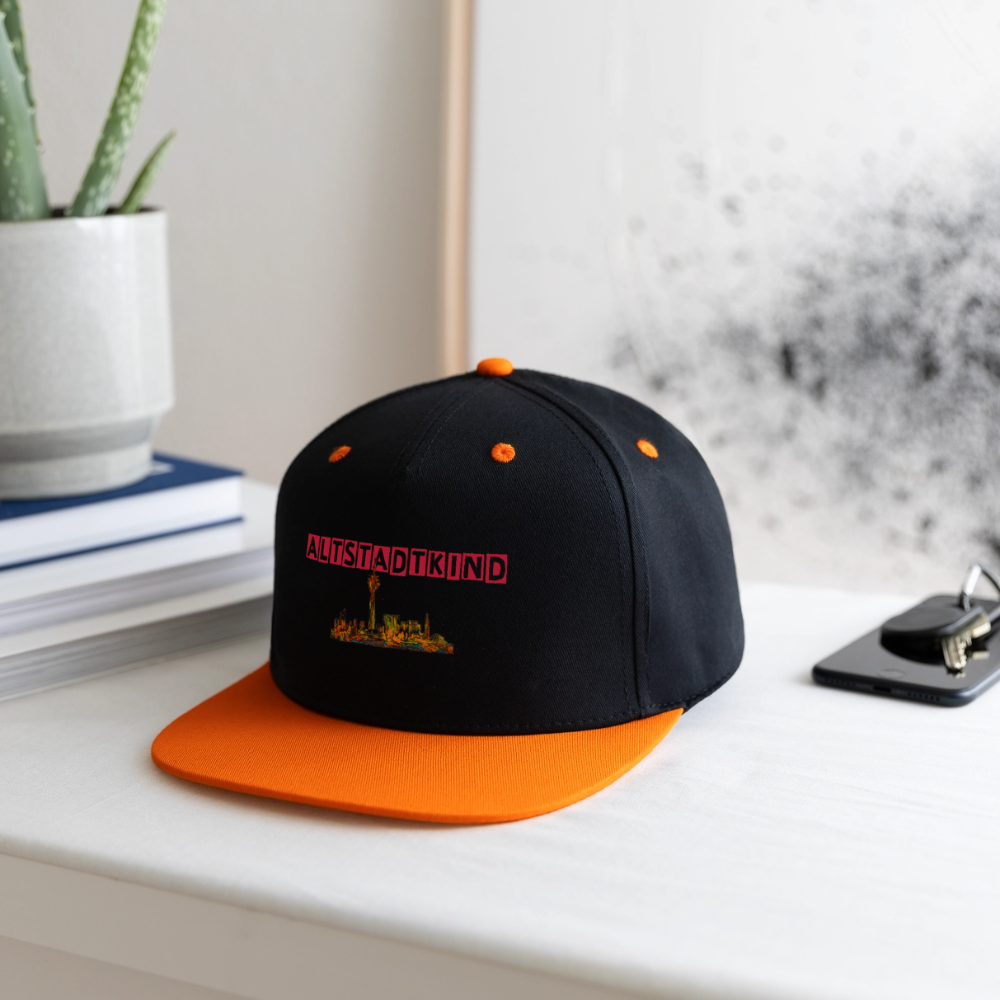 Kontrast Snapback Cap - Schwarz/Neonorange