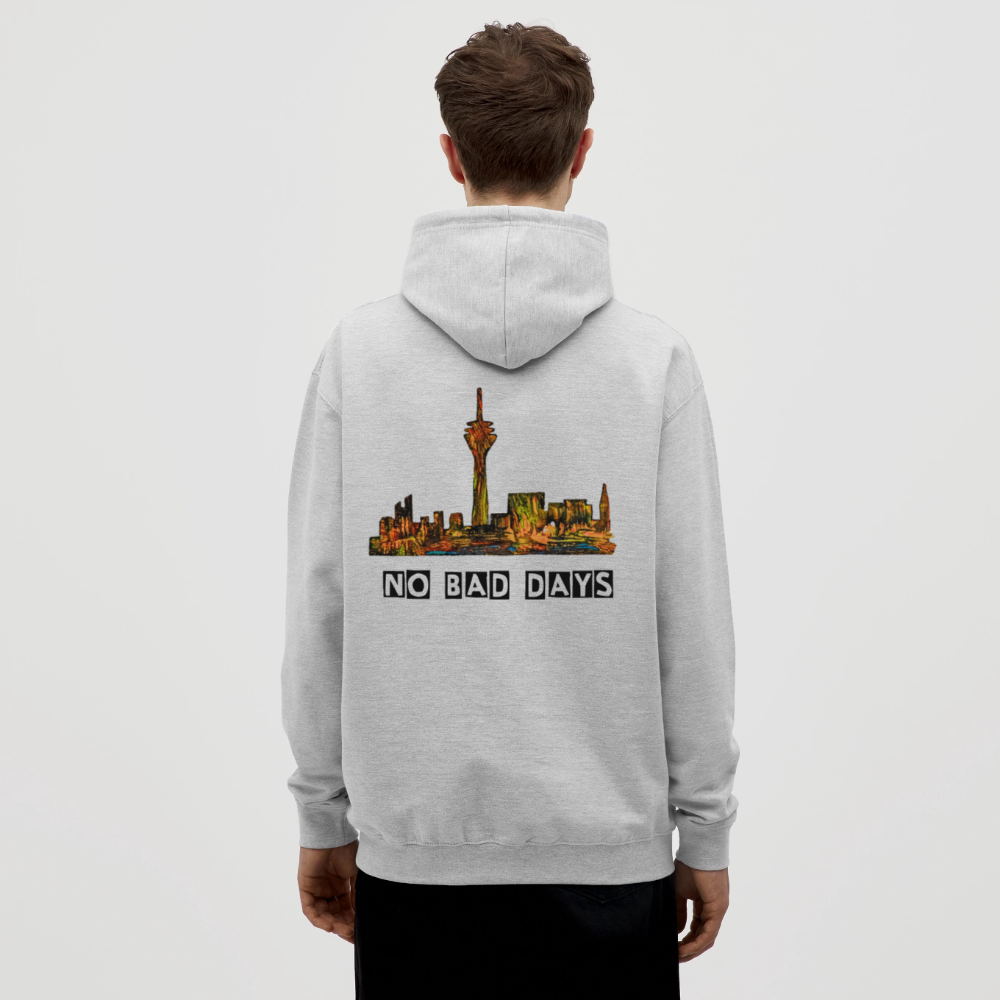 Unisex Hoodie Düsseldorfer Skyline Backprint - Hellgrau meliert