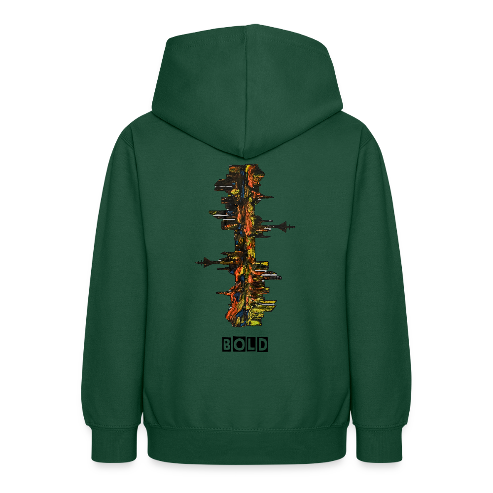 Teenager Hoodie Düsseldorfer Skyline Backprint - Flaschengrün