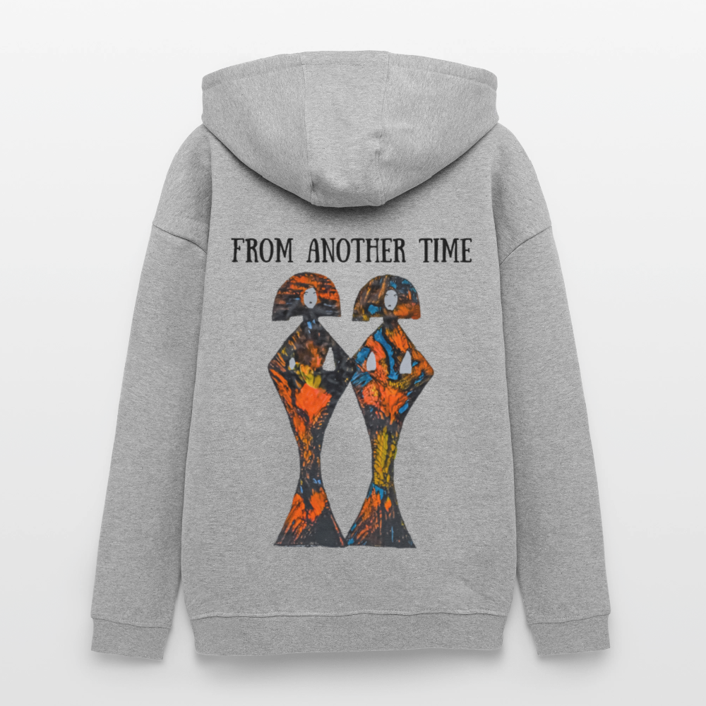 Oversized Unisex Hoodie Geishas Backprint - Grau meliert