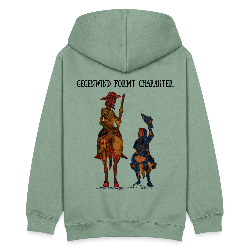 Teenager Hoodie Don Quixote Backprint - Graugrün
