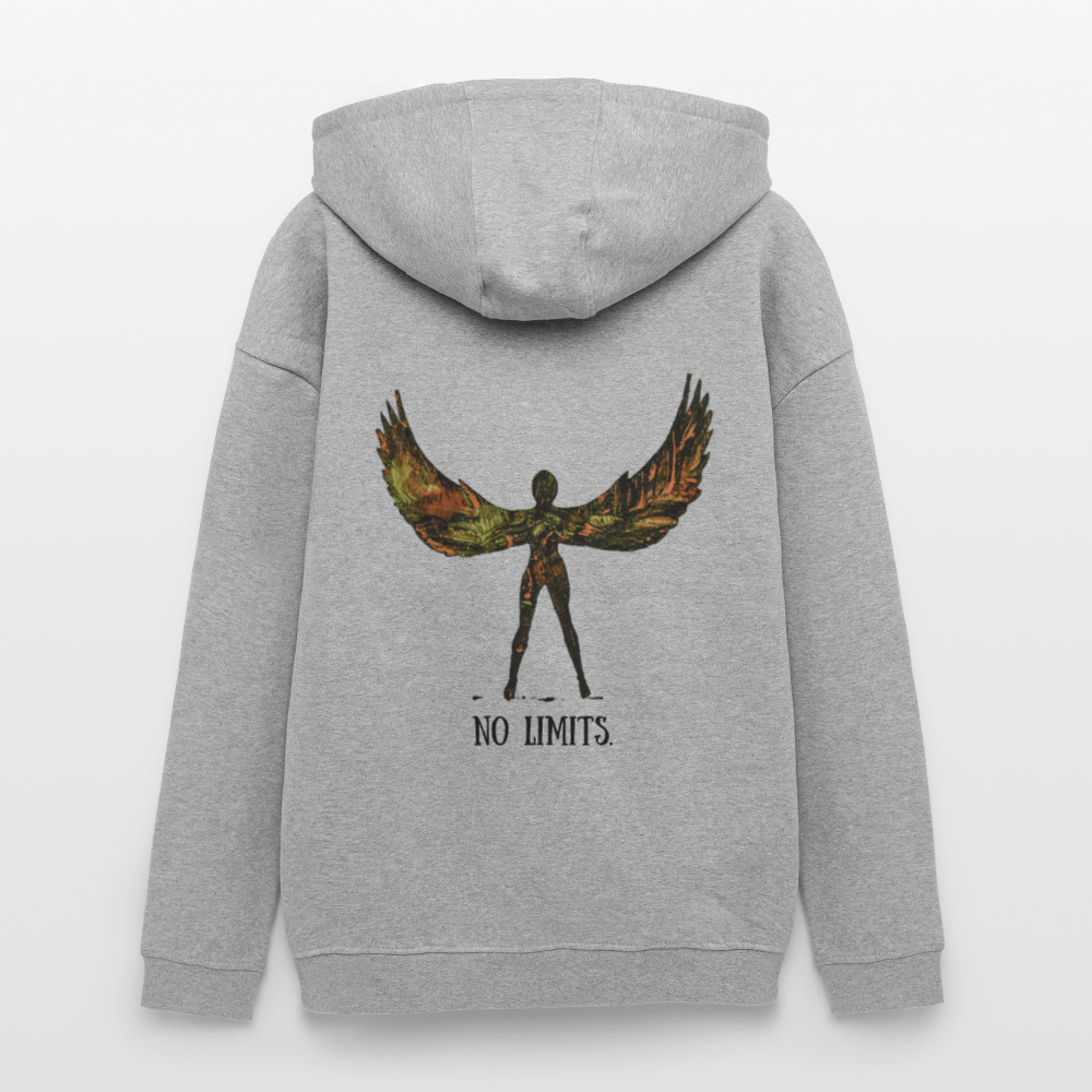 Oversized Unisex Hoodie Angel Backprint - Grau meliert