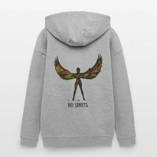 Oversized Unisex Hoodie Angel Backprint - Grau meliert