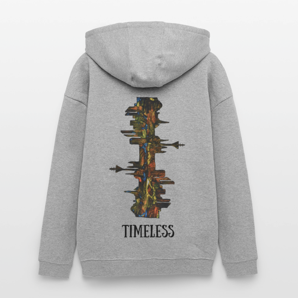 Oversized Unisex Hoodie Düsseldorfer Skyline Backprint - Grau meliert