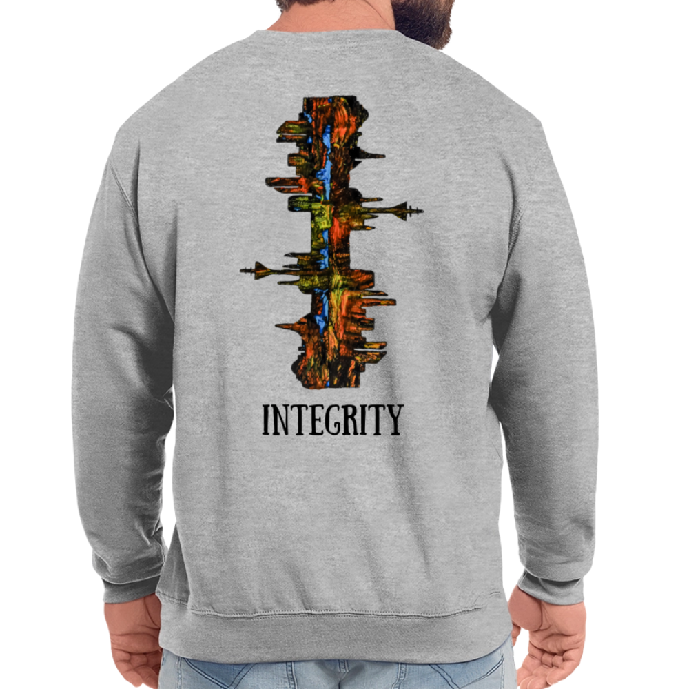 Unisex Pulli Düsseldorfer Skyline Backprint - Weißgrau meliert