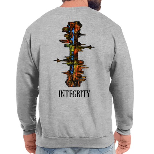 Unisex Pulli Düsseldorfer Skyline Backprint - Weißgrau meliert