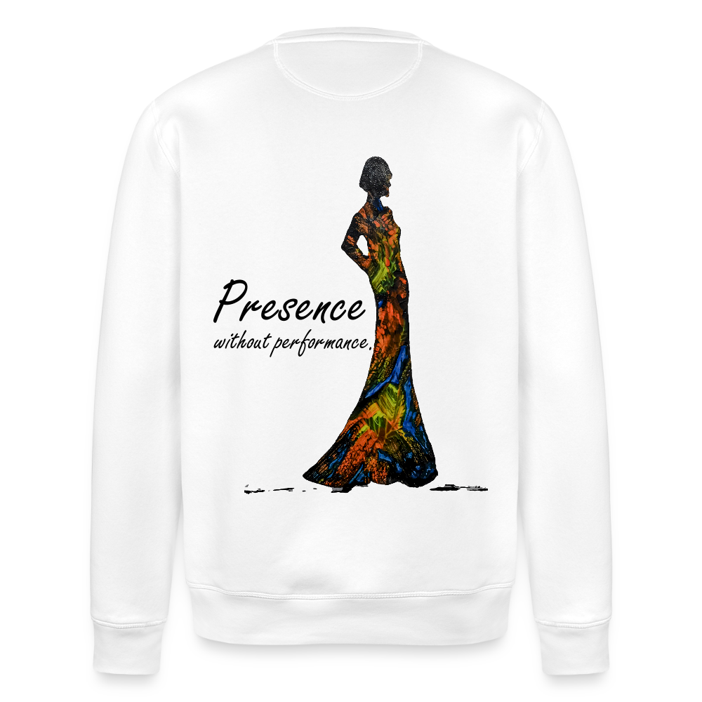 Unisex Bio Pullover Presence Backprint - Weiß