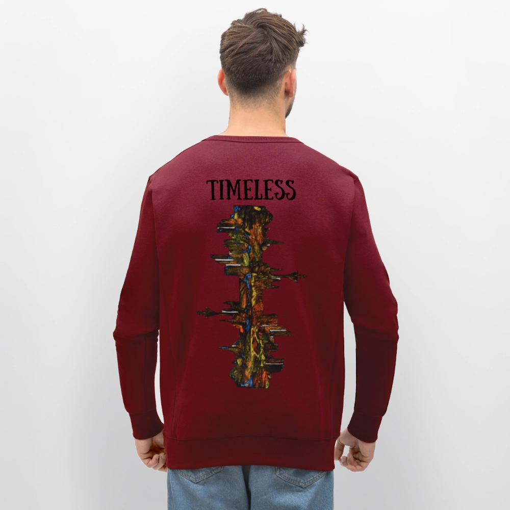 Unisex Bio Pulli Düsseldorfer Skyline Backprint - Burgunderrot