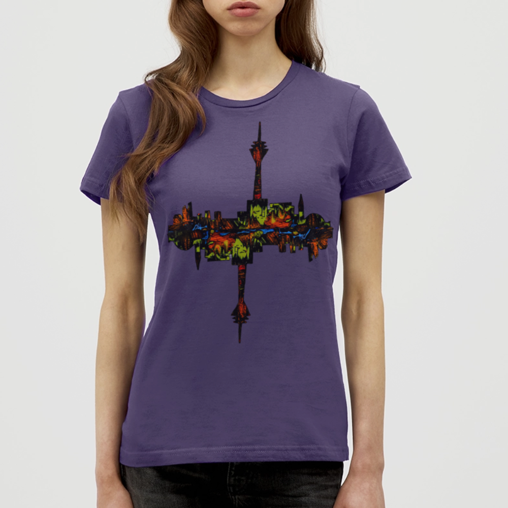 Frauen T-Shirt Düsseldorfer Skyline V.7 - Dunkellila
