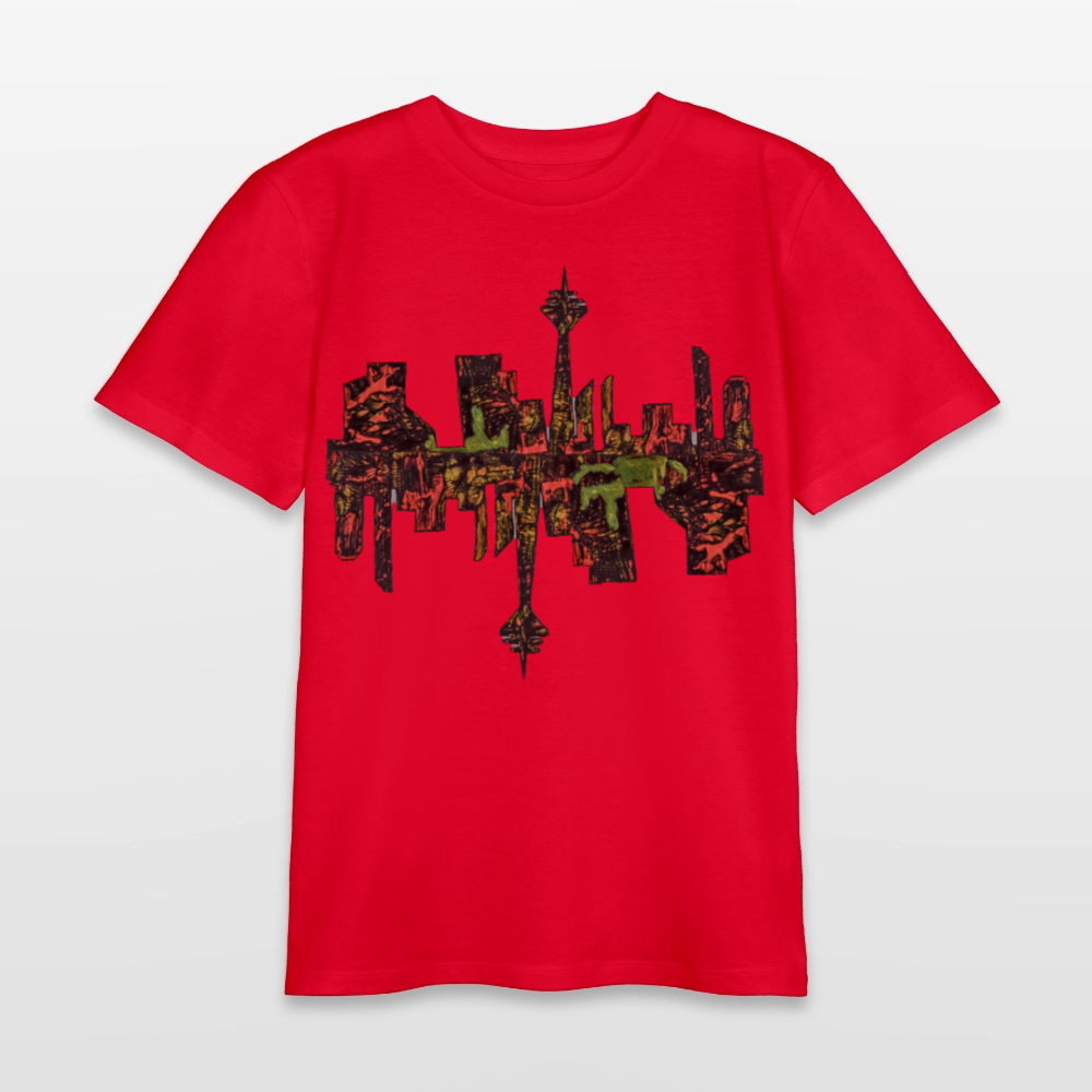 Unisex Teenager T-Shirt Düsseldorfer Skyline V.9 - Rot