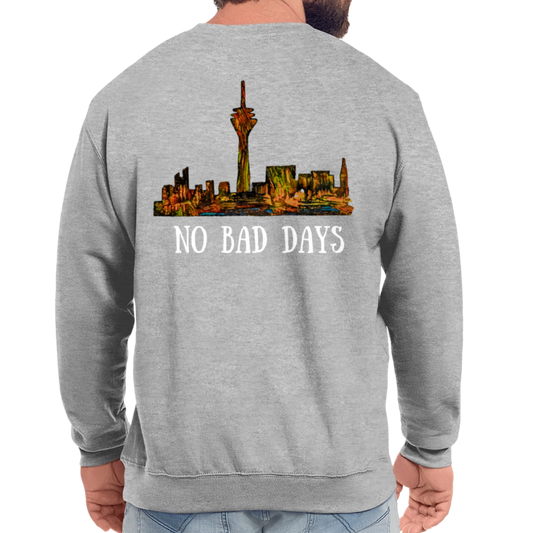 Unisex Pulli Düsseldorfer Skyline Backprint - Weißgrau meliert