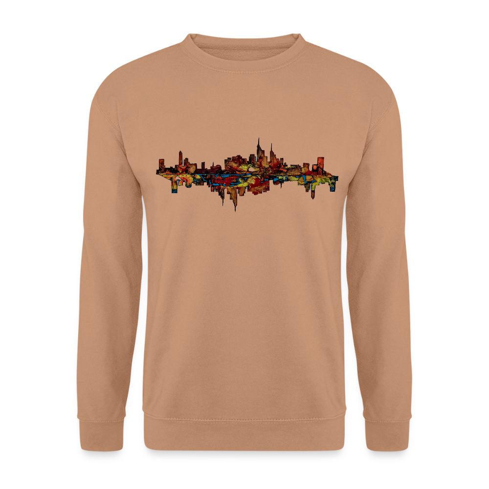 Unisex Pulli Frankfurter Skyline Backprint - Mocca