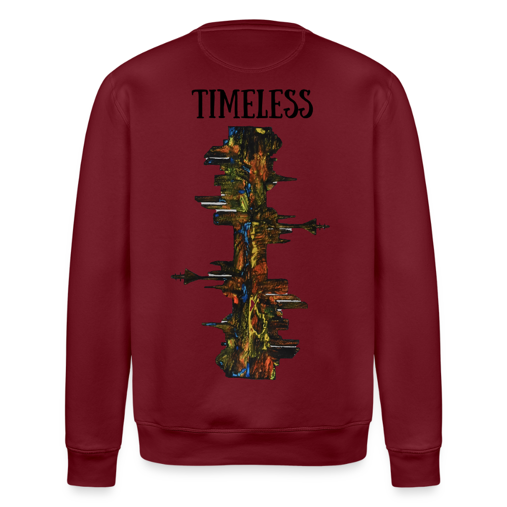 Unisex Bio Pulli Düsseldorfer Skyline Backprint - Burgunderrot