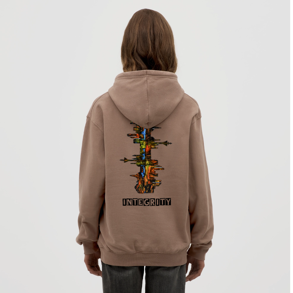Unisex Hoodie Düsseldorfer Skyline Backprint - Mokka