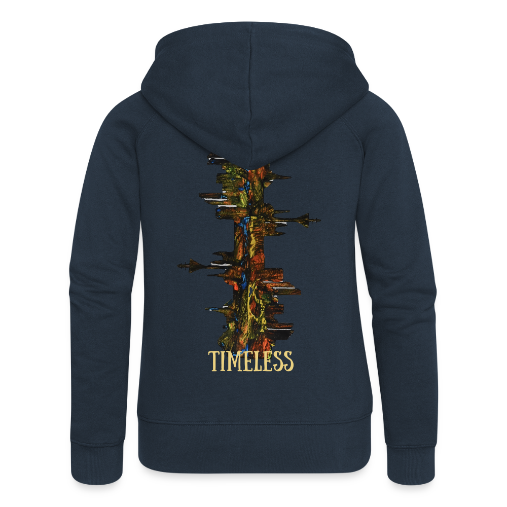 Frauen Kapuzenjacke Düsseldorfer Skyline Backprint - Navy