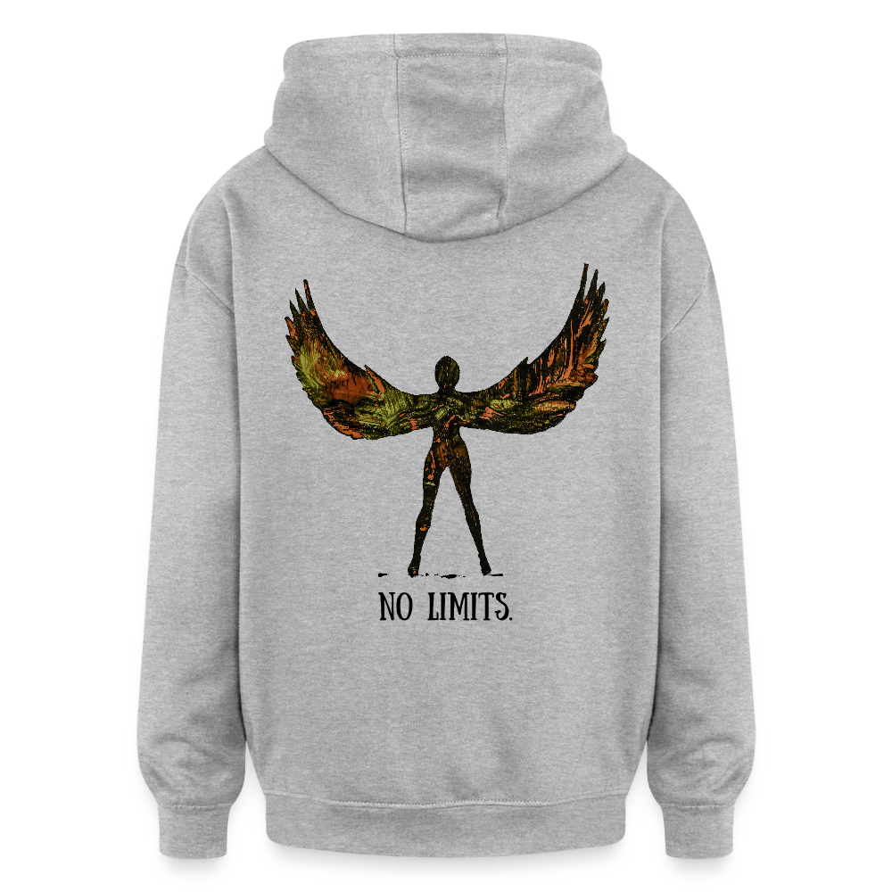 Oversized Unisex Hoodie Angel Backprint - Grau meliert