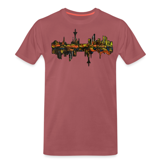 Männer Premium T-Shirt Düsseldorfer Skyline V.3 - washed Burgundy