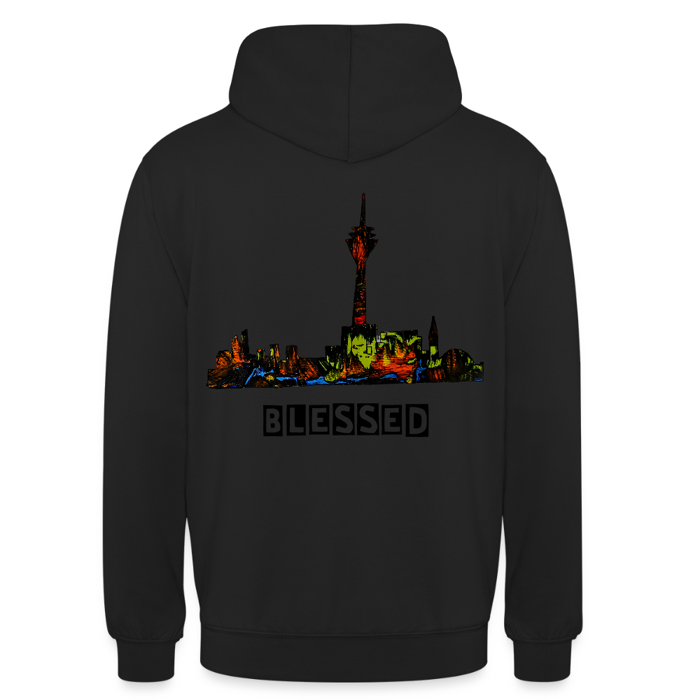 Unisex Hoodie Düsseldorfer Skyline Backprint - Schwarz