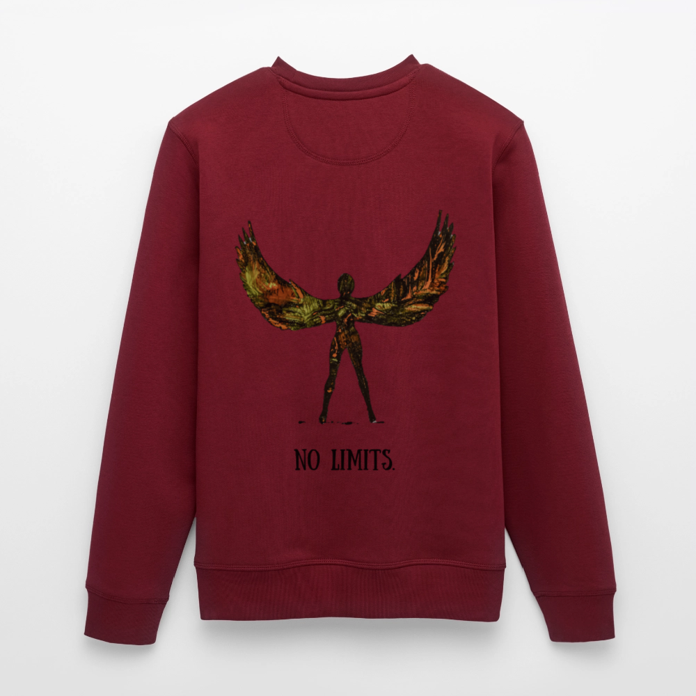 Unisex Bio Pulli Angel Backprint - Burgunderrot