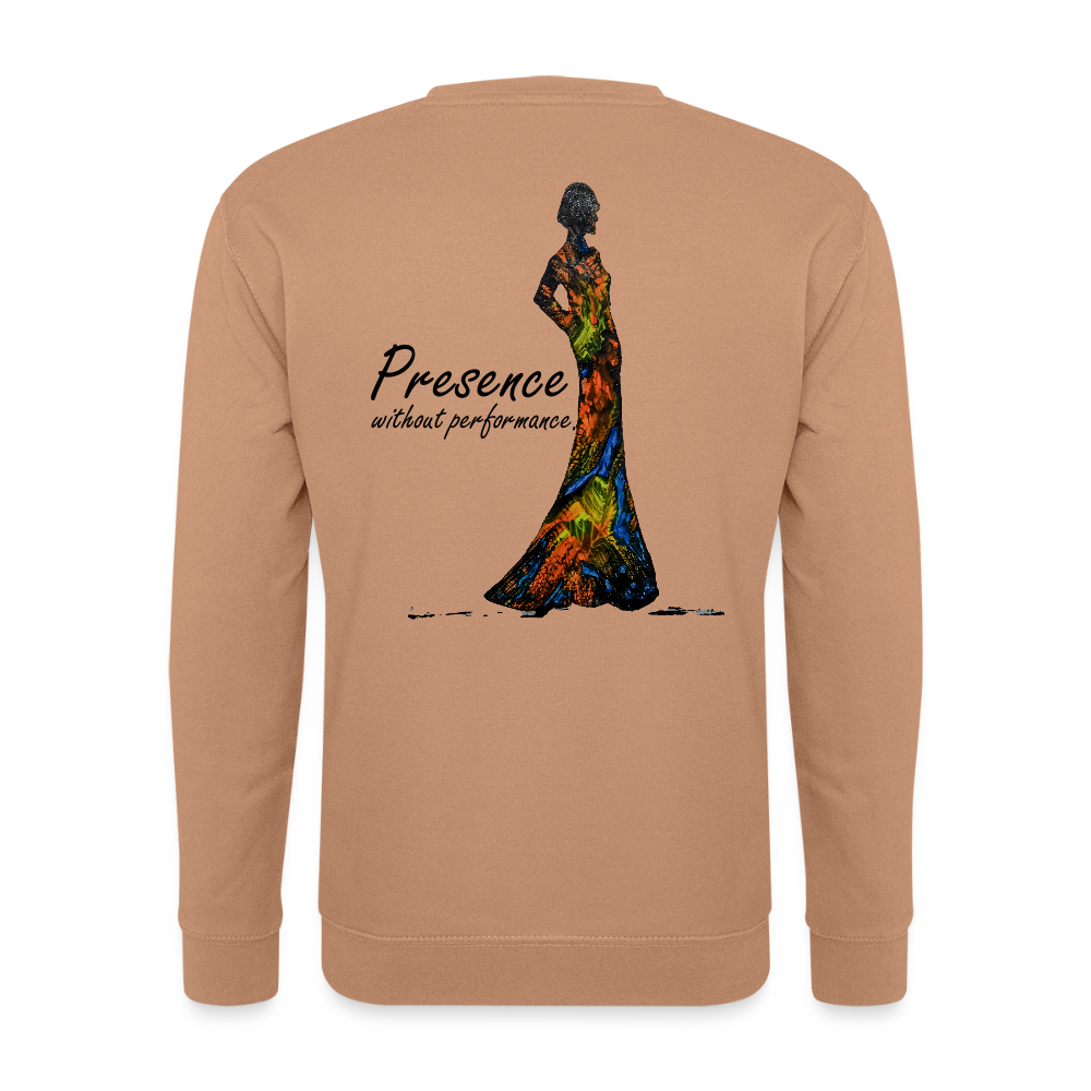 Unisex Pulli Presence Backprint - Mocca