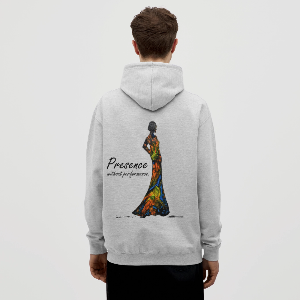 Unisex Hoodie Presence Backprint - Hellgrau meliert