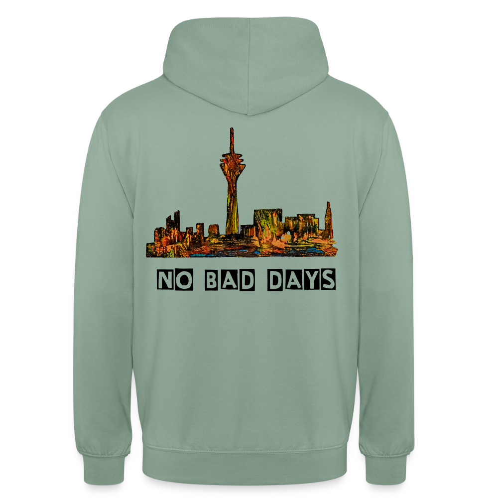 Unisex Hoodie Düsseldorfer Skyline Backprint - Graugrün