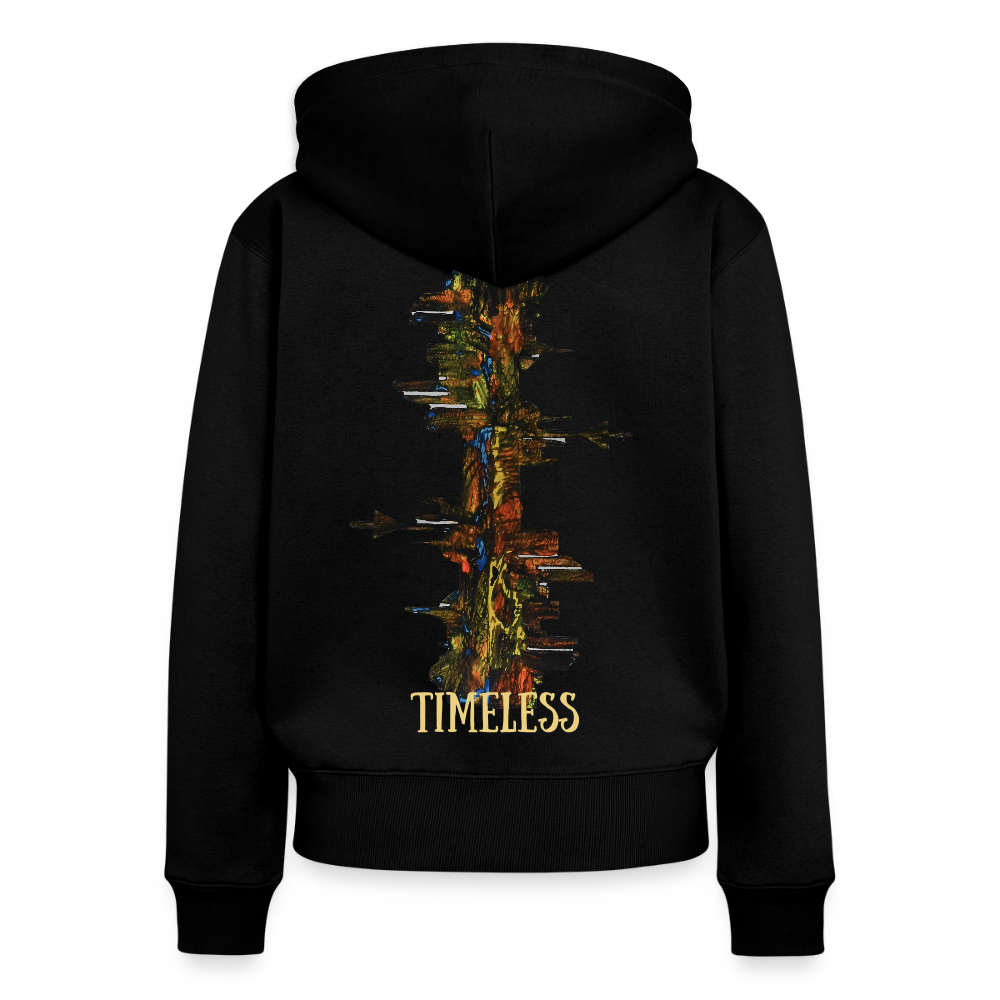 Frauen Kapuzenjacke Düsseldorfer Skyline Backprint - Schwarz