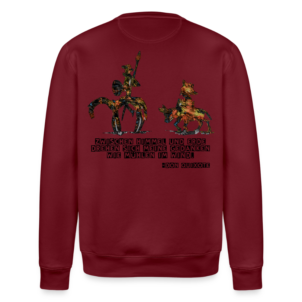 Unisex Bio Pulli Don Quixote Backprint - Burgunderrot