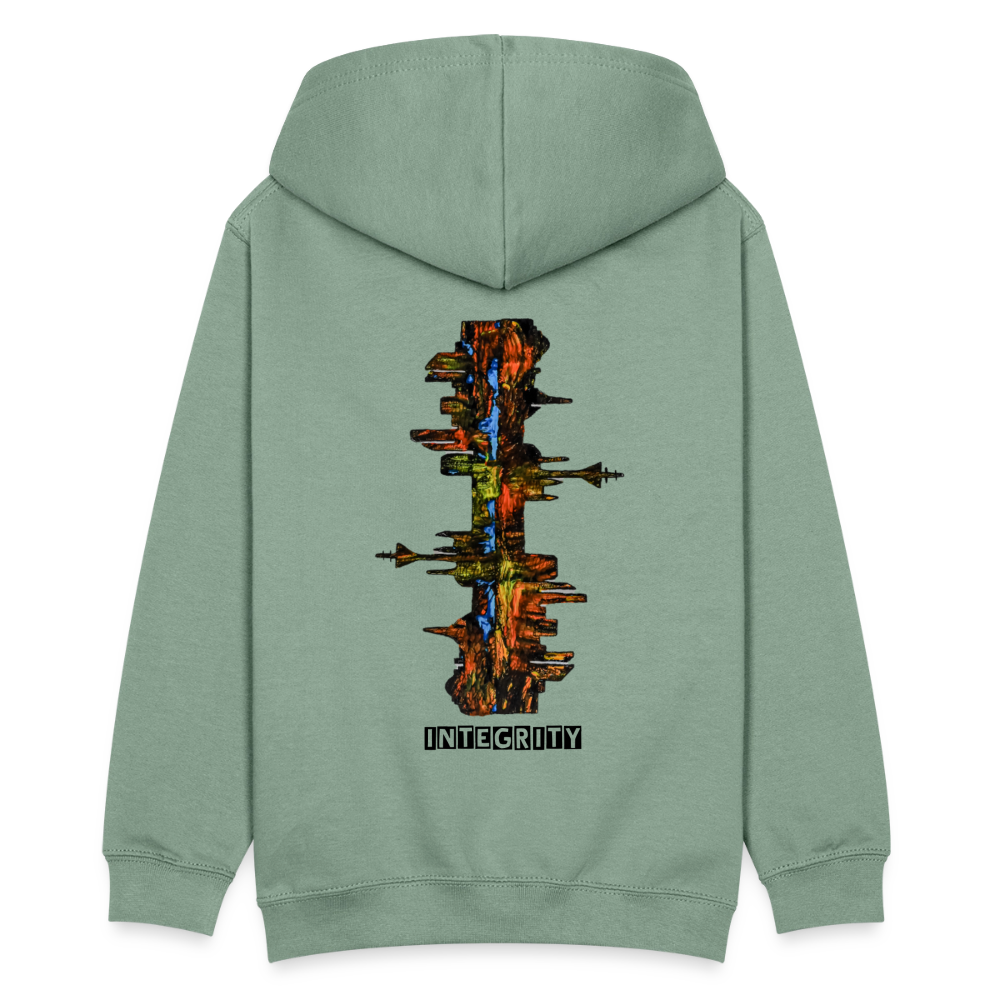 Teenager Hoodie Düsseldorfer Skyline Backprint - Graugrün