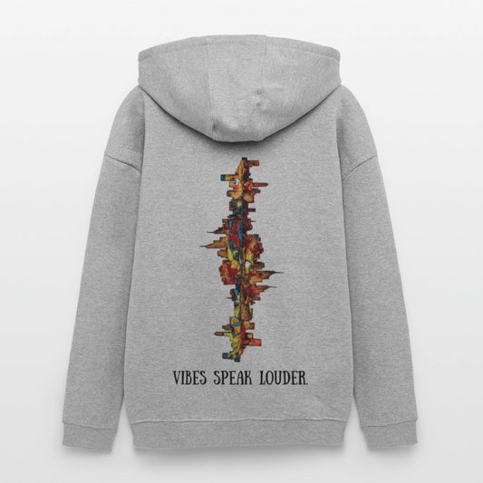 Oversized Unisex Hoodie Frankfurter Skyline Backprint - Grau meliert